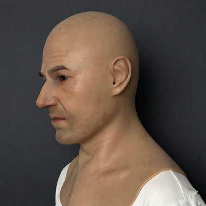 Ultra-Realistic Bald Male Mask | Premium Silicone Special Effects Prop