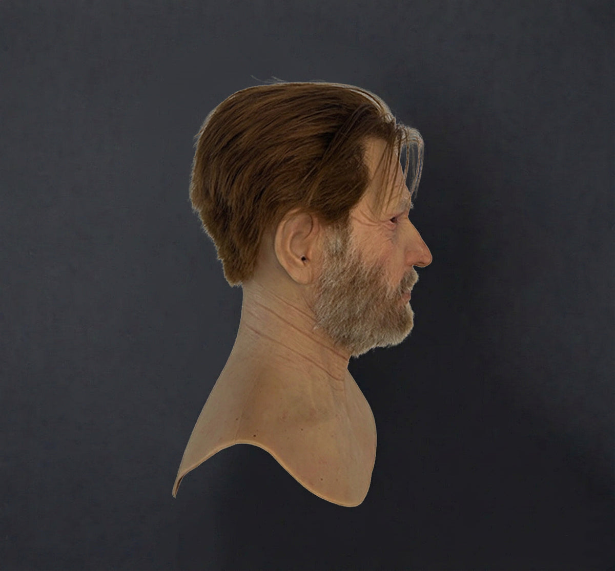 Realistic Elderly Male Silicone Mask with Hair & Beard | Full Head Old Man Mask