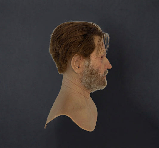 Realistic Elderly Male Silicone Mask with Hair & Beard | Full Head Old Man Mask