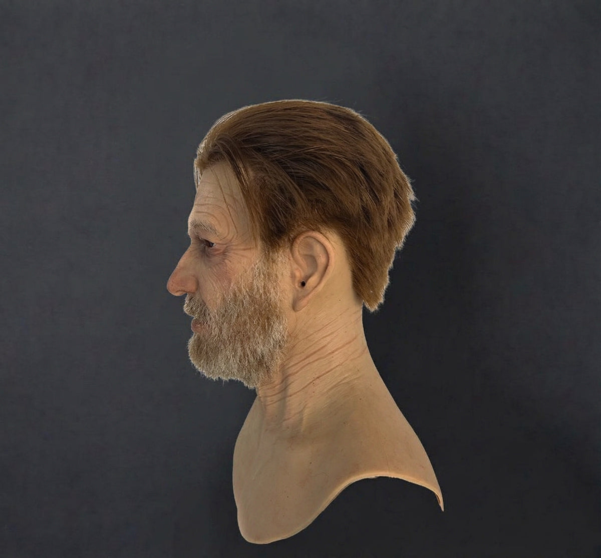 Realistic Elderly Male Silicone Mask with Hair & Beard | Full Head Old Man Mask