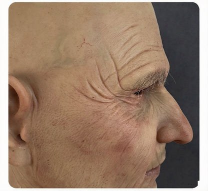 Realistic Elderly Male Silicone Mask | Full Head Old Man Mask with Neck