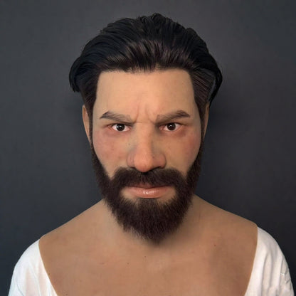 Realistic Men’s Facial Hair & Hair System Set | Premium Silicone Mask with Natural Beard & Wig for Instant Grooming