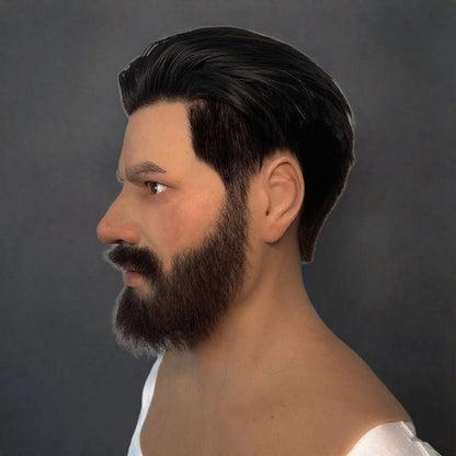 Realistic Men’s Facial Hair & Hair System Set | Premium Silicone Mask with Natural Beard & Wig for Instant Grooming